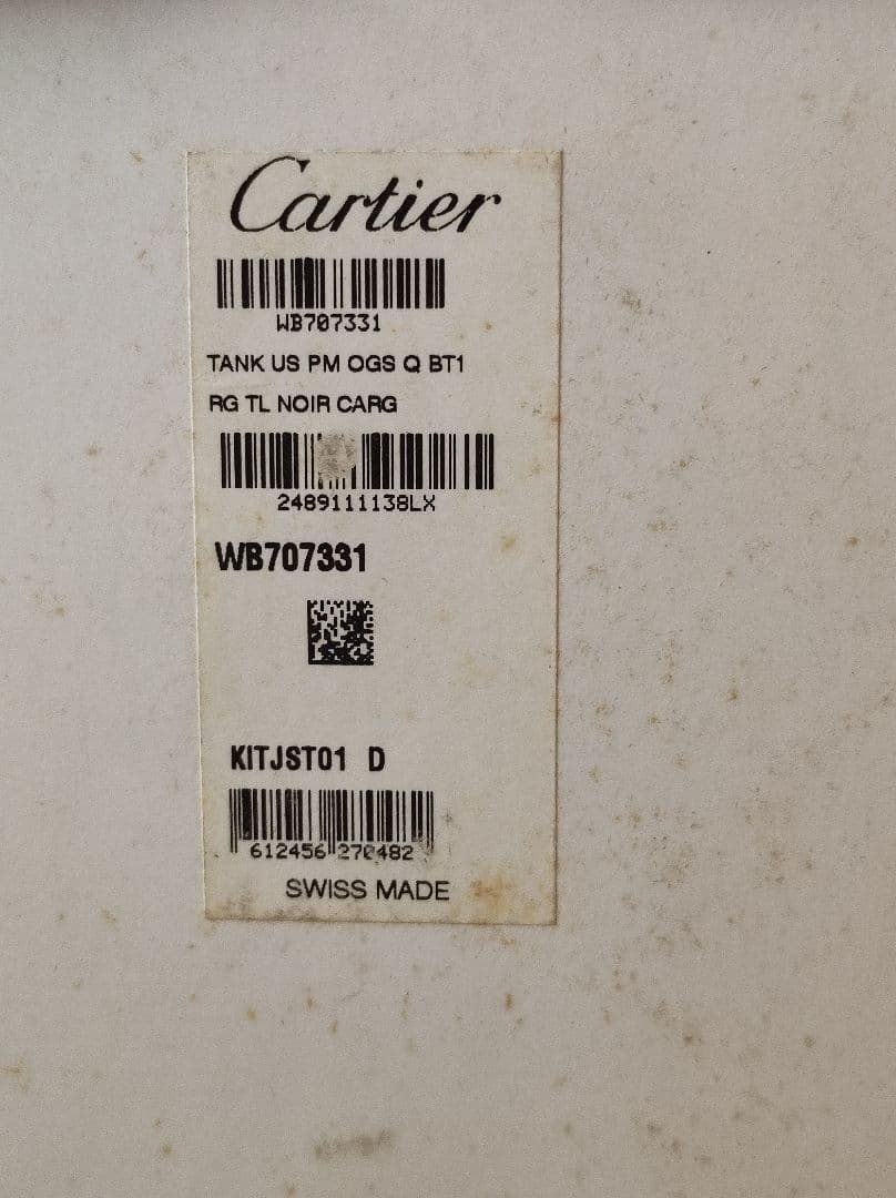 Cartier カルティエ 箱 TANK タンク WB707331 腕時計