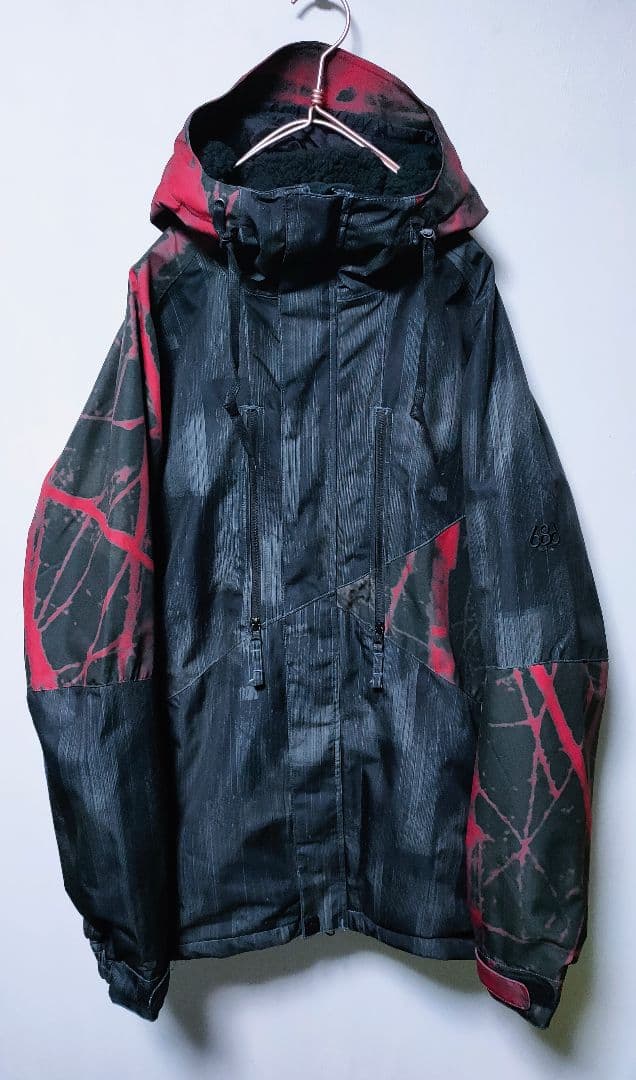 【686 ロクハチ】スノーボードウェア メンズL ジャケット 総柄 ブラック