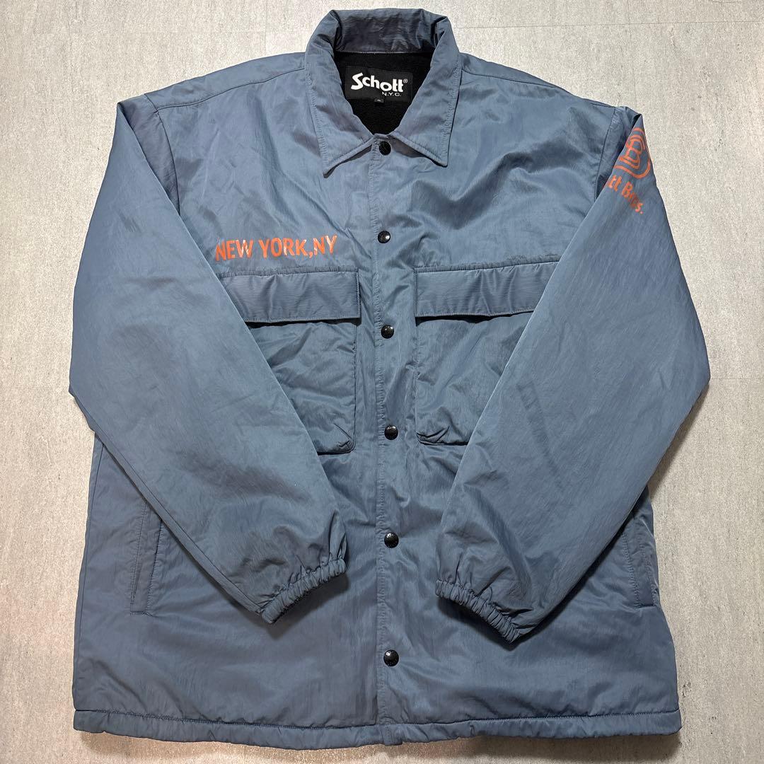 SCHOTT ショット 美品 コーチジャケット XL ブルー オレンジ nyc