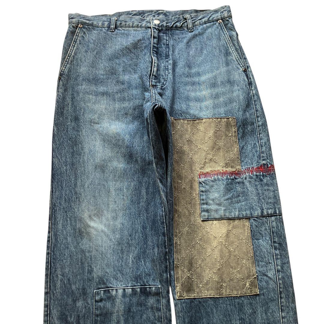 極太00s Mackdaddy ダメージリペア加工バギーデニム B系HIPHOP