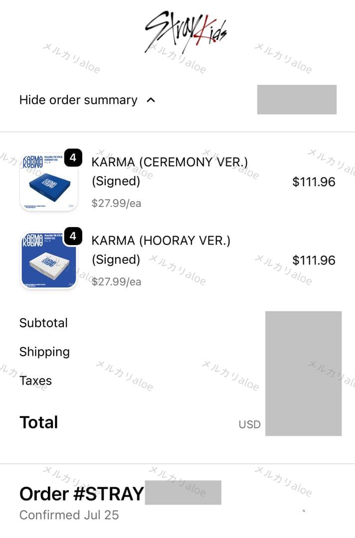 スキズ KARMA 店舗 特典 アメリカ ポストカード サイン バンチャン ①
