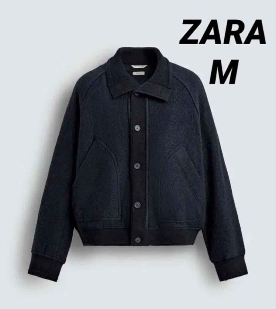 zara ザラ リブ襟切り替えジャケット M
