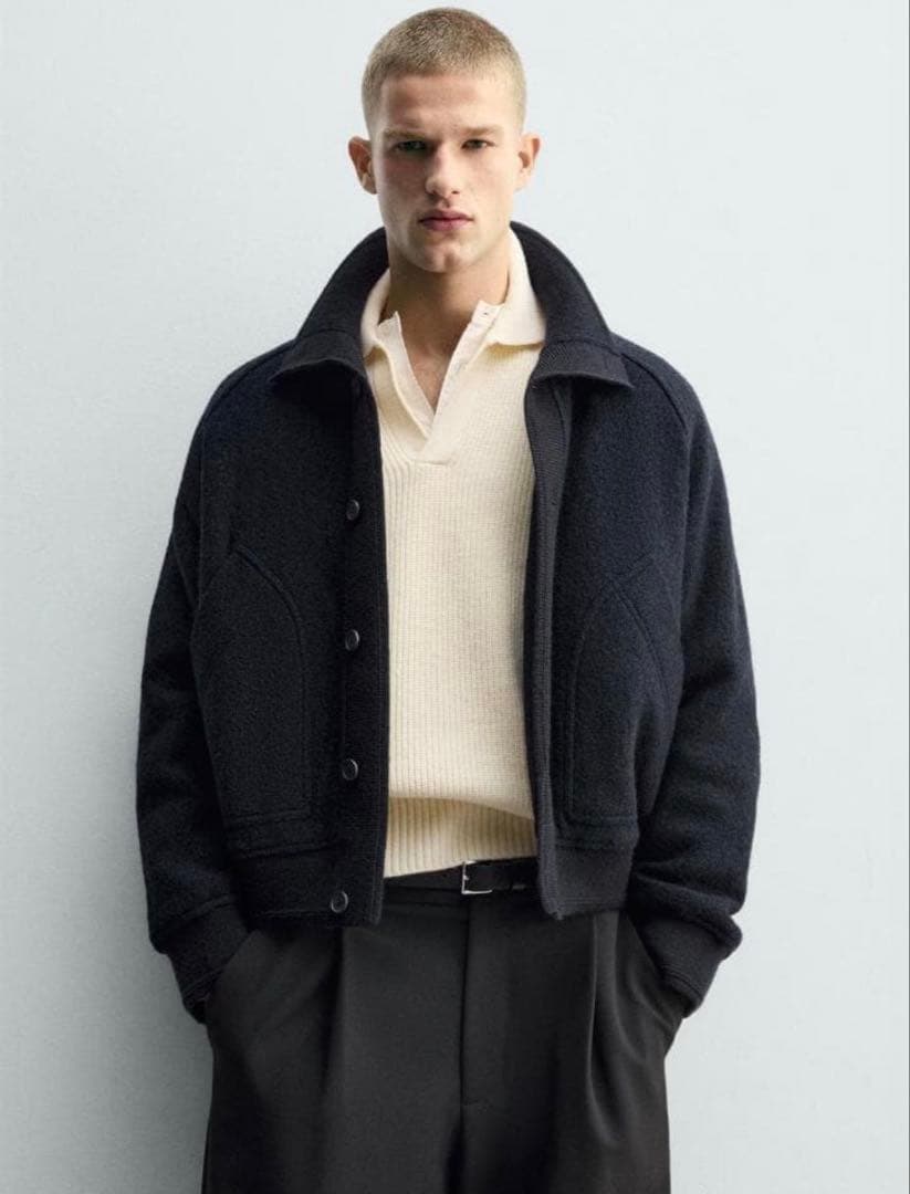 zara ザラ リブ襟切り替えジャケット M