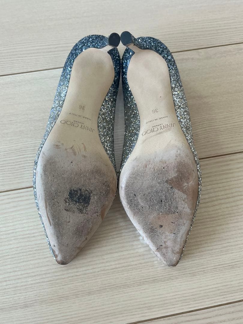 ※魂　JIMMY CHOO グリッター ハイヒール　ブルー　ネイビー