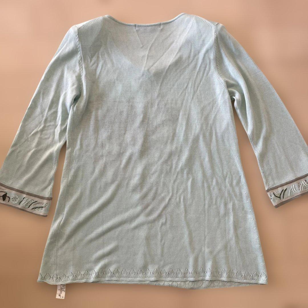 LEONAD レオナール　ニット　トップス　花柄　刺繍　ラインストーン　L 新品