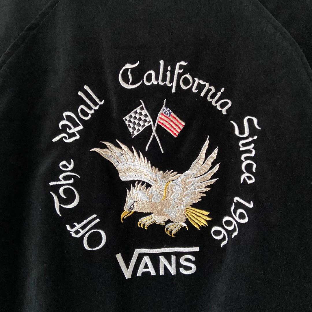 VANS バンズ スカジャン 別珍 ベロア M 刺繍 黒 ブラック