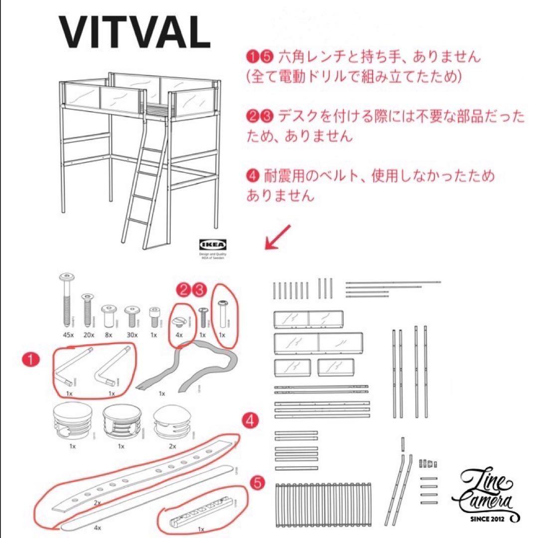 【送料込み】ロフトベッド・デスク付き　IKEA VITVAL
