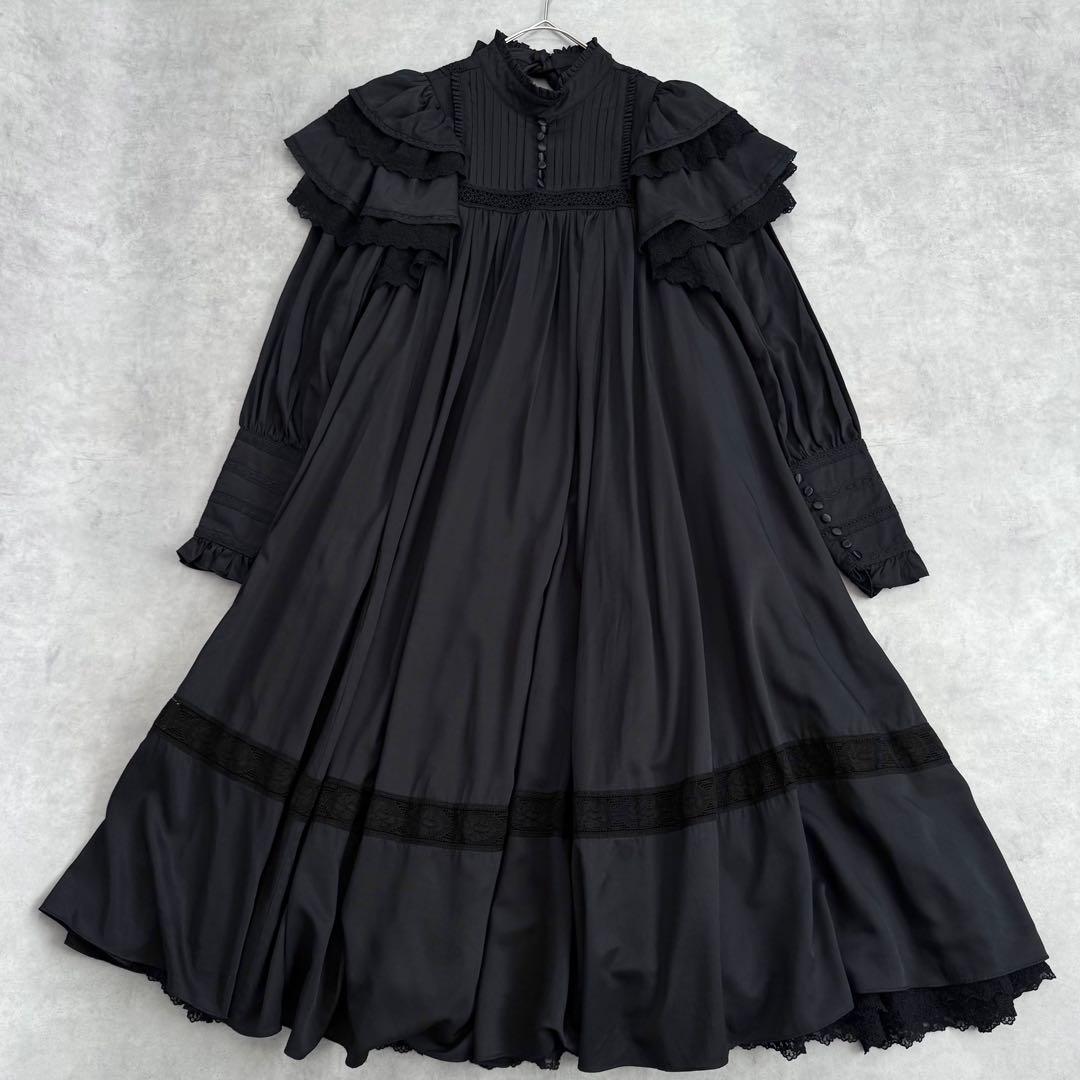 星箱works リリアンヌ姉妹 ロング 黒 無地 ロリィタ クラロリ レース