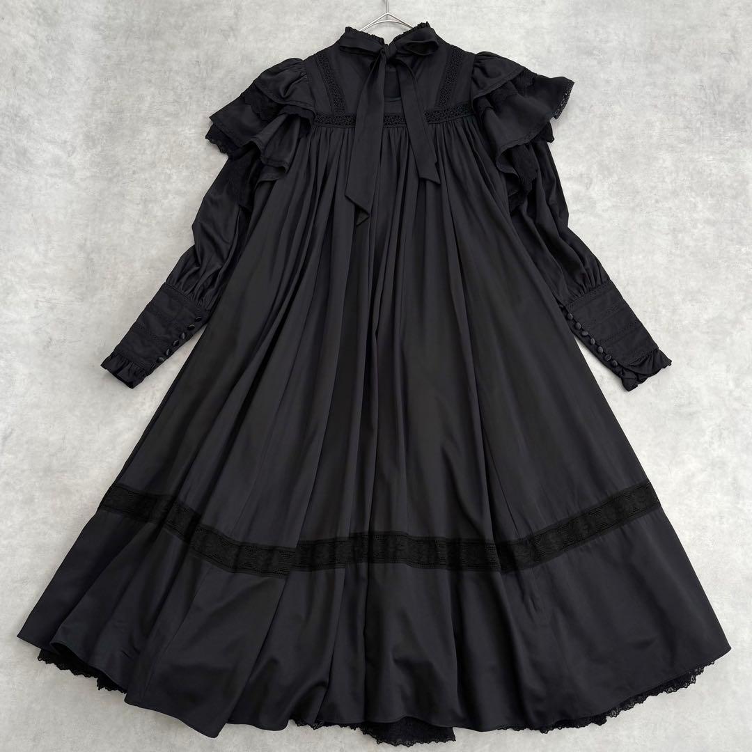 星箱works リリアンヌ姉妹 ロング 黒 無地 ロリィタ クラロリ レース