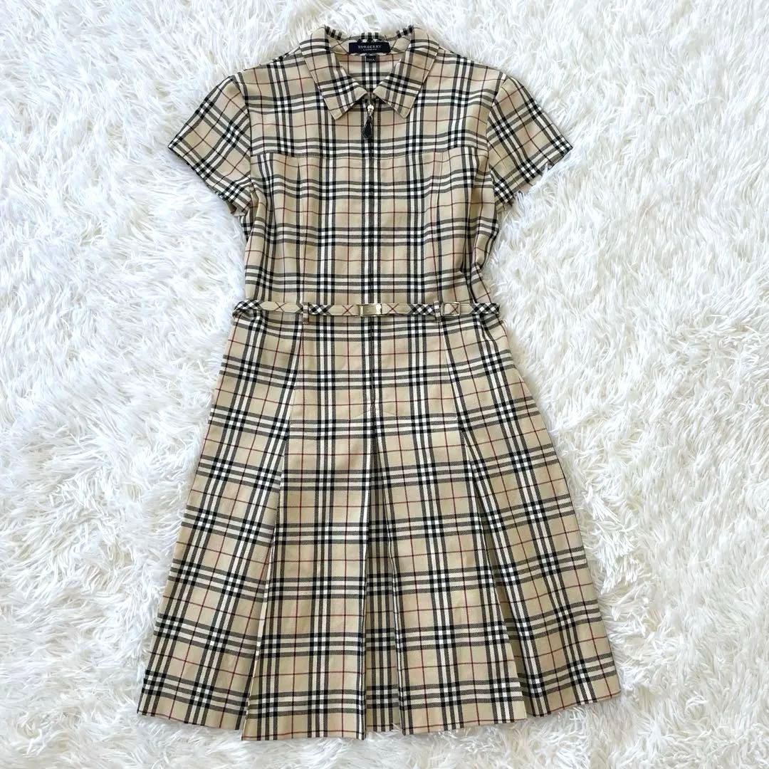 【美品】burberry ノバチェック ワンピース フレアシルエット Aライン
