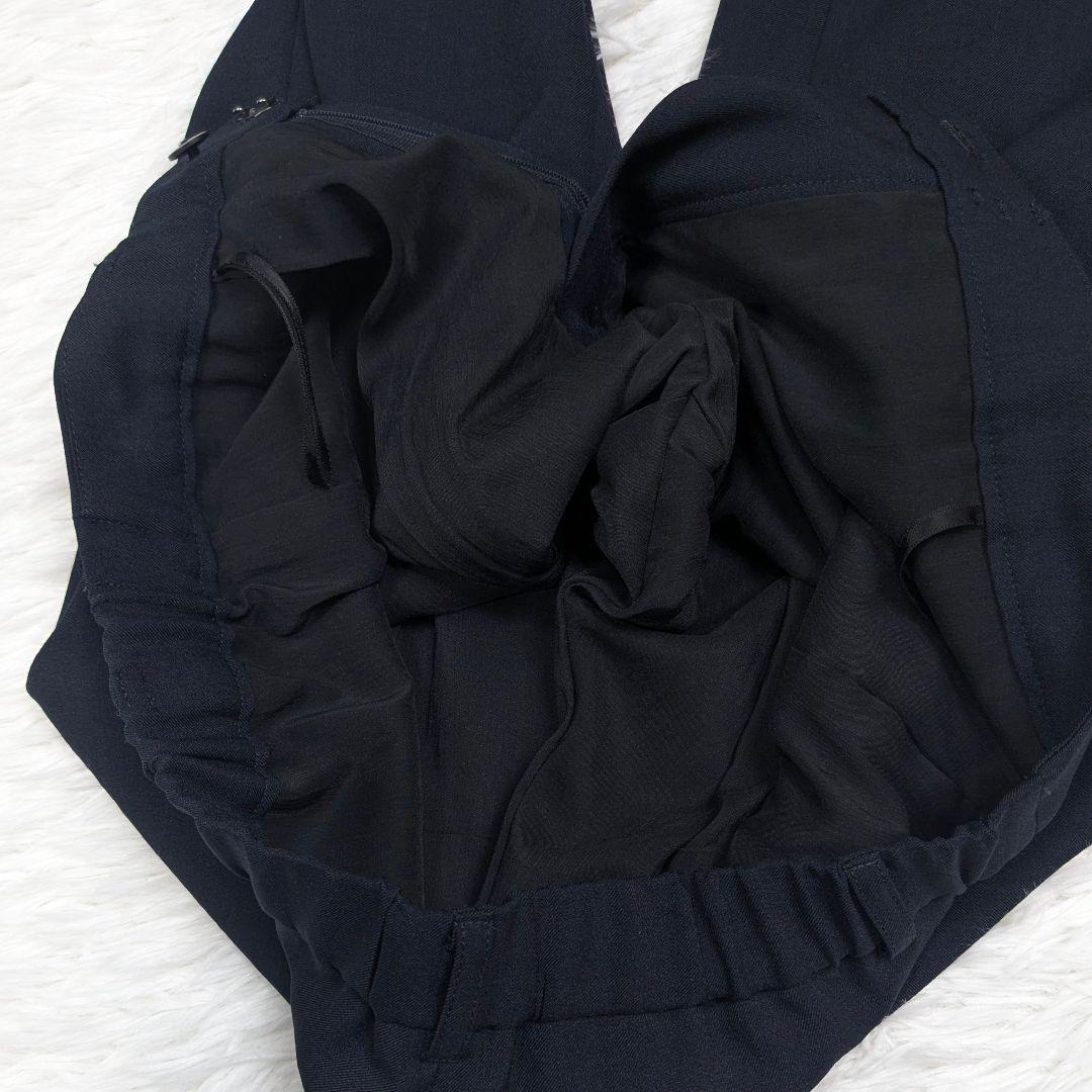 美品 INDIVI スーツ スリーピース 38 ネイビー パンツ ノーカラー