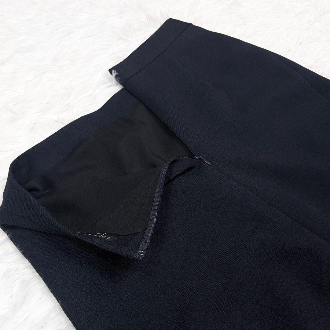 美品 INDIVI スーツ スリーピース 38 ネイビー パンツ ノーカラー