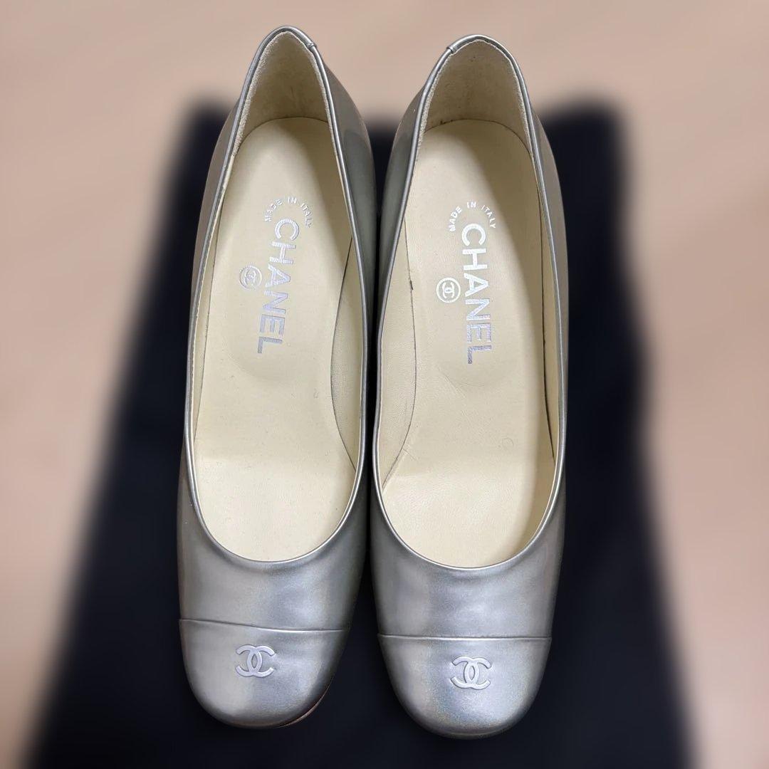 シャネル★パンプス★シルバー★38