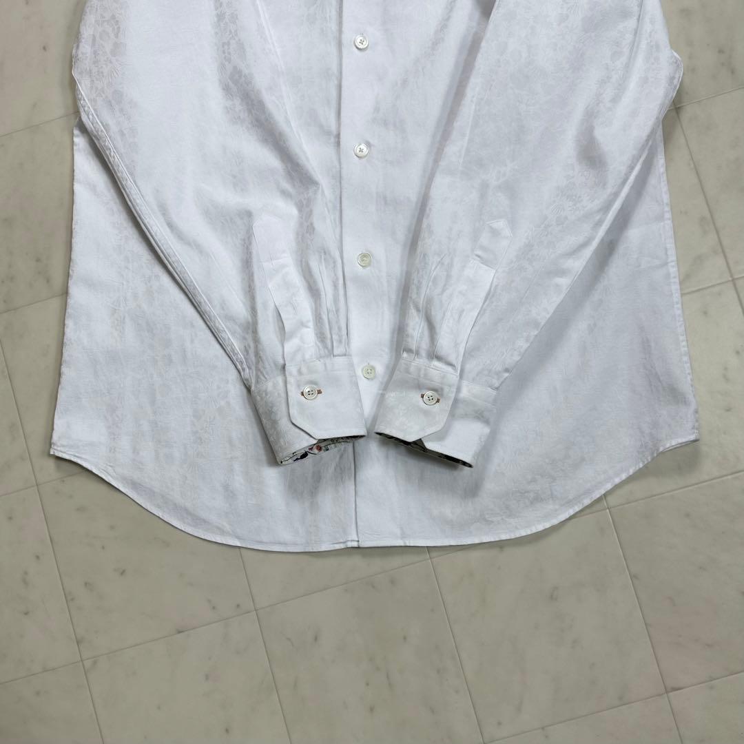 〈美品〉Paul Smith【M】フローラルジャガード ドレスシャツ 白