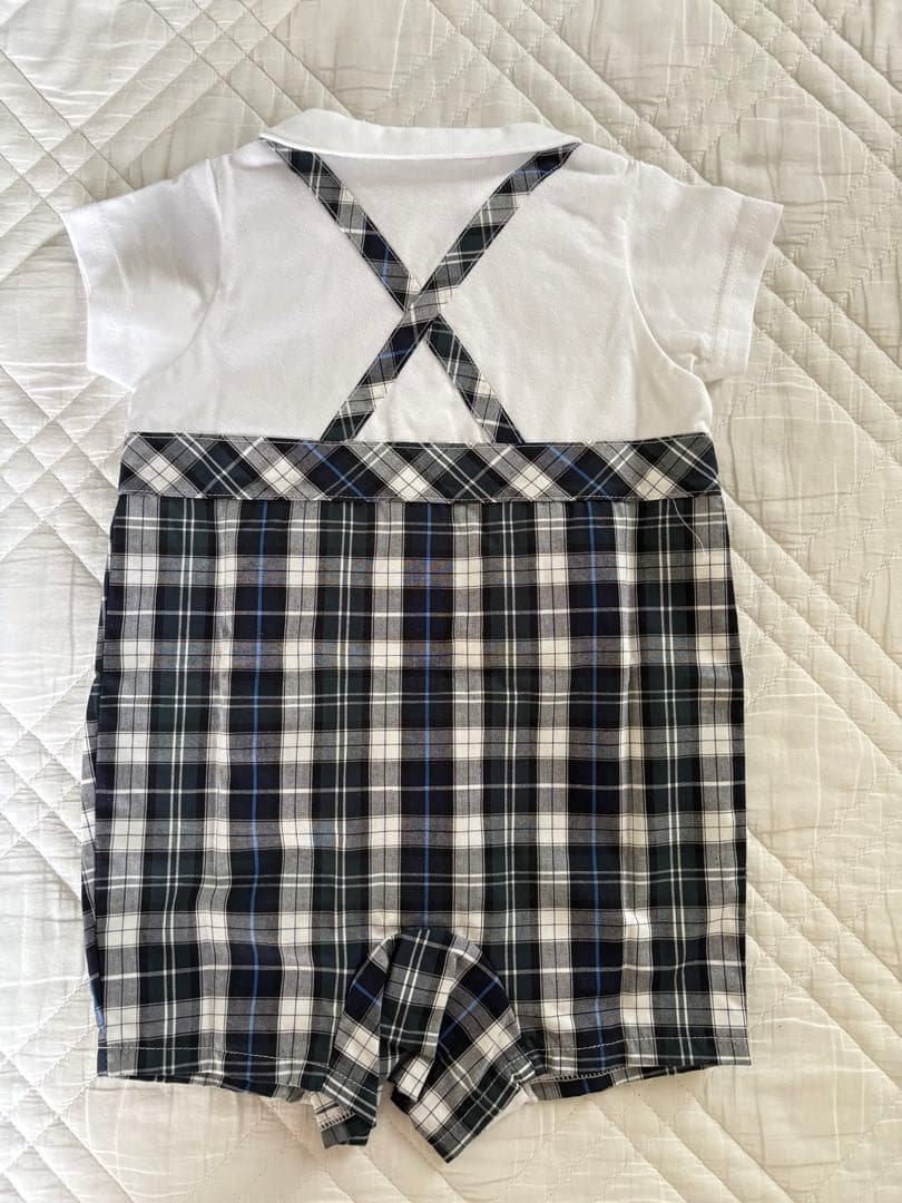 【新品未使用】familiar 半袖ロンパース 70 男の子 チェック