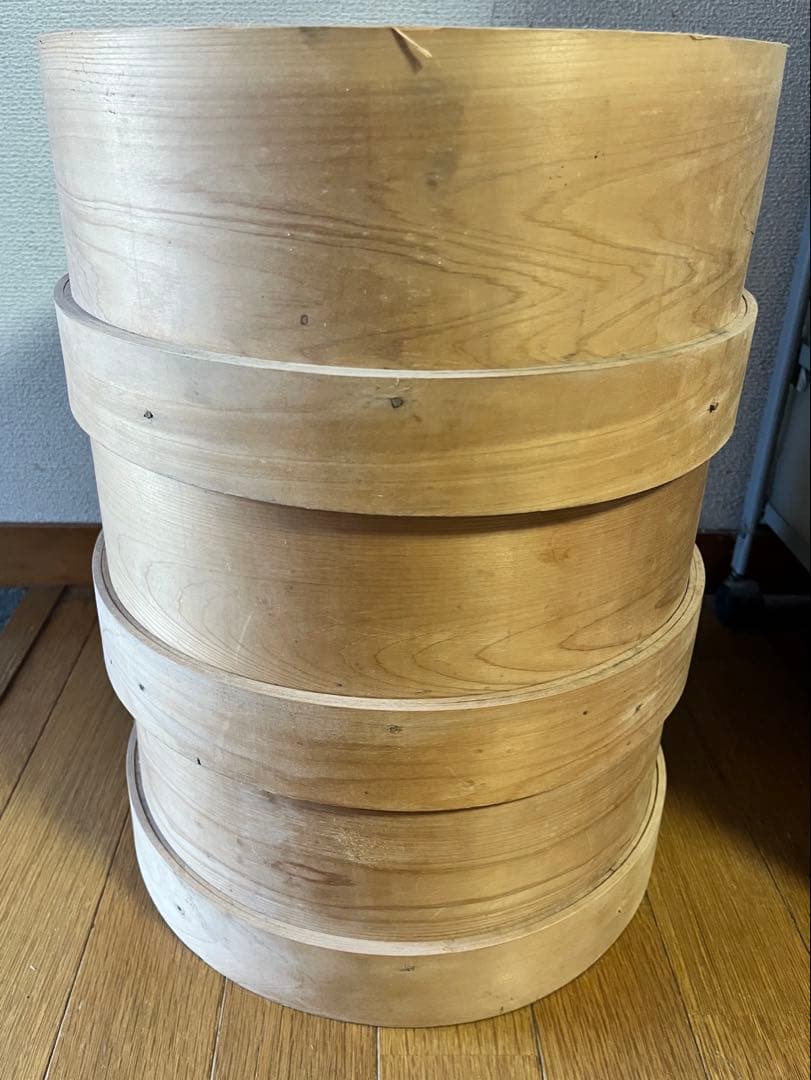 木製和せいろ　3段　古道具　古民具　大型　蓋なし　蒸し器　セイロ　30cm