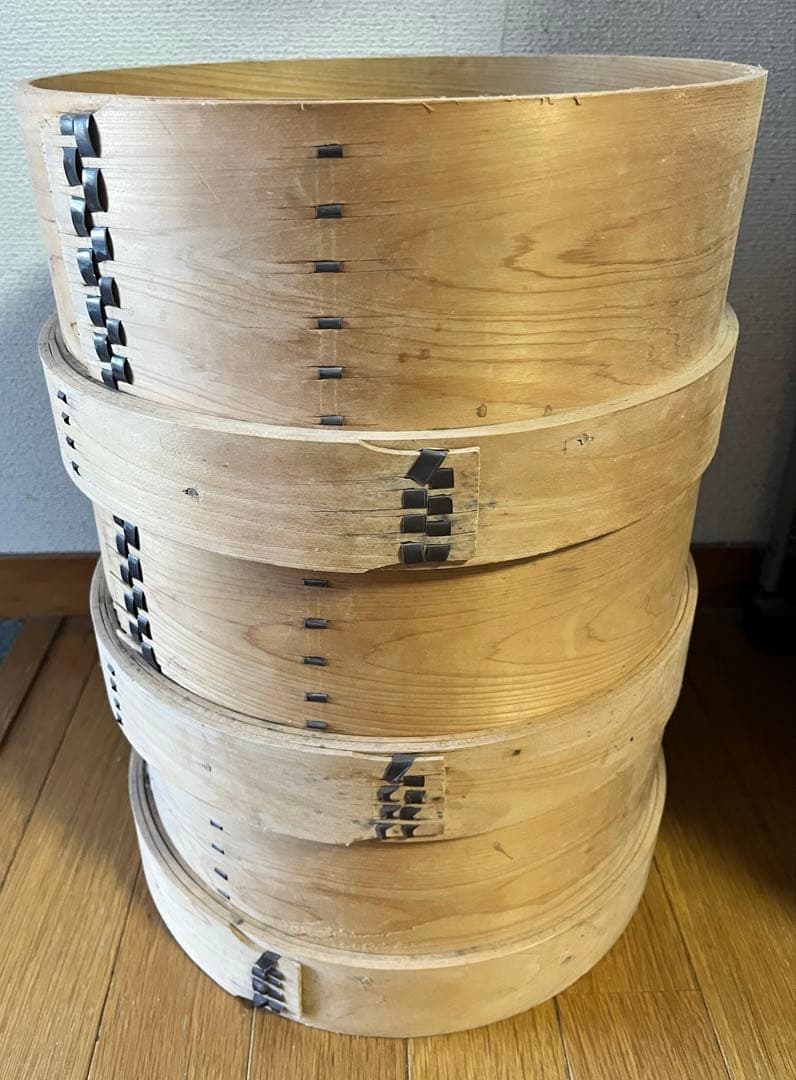 木製和せいろ　3段　古道具　古民具　大型　蓋なし　蒸し器　セイロ　30cm