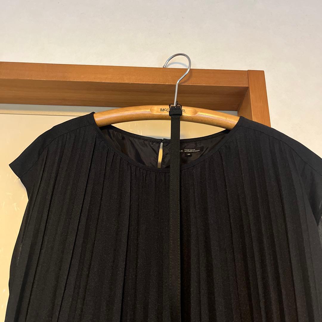 23区 プリーツ ノースリーブ ワンピース 44 美品