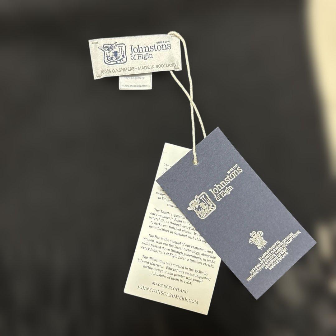 新品　ジョンストンズ　大判　カシミヤ　ストール　ブラック　無地