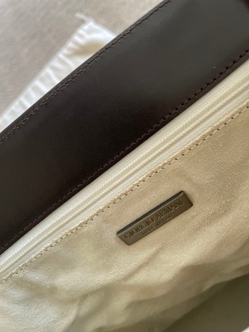 【美品】Giorgio Armani ダークブラウン ハンドバッグ