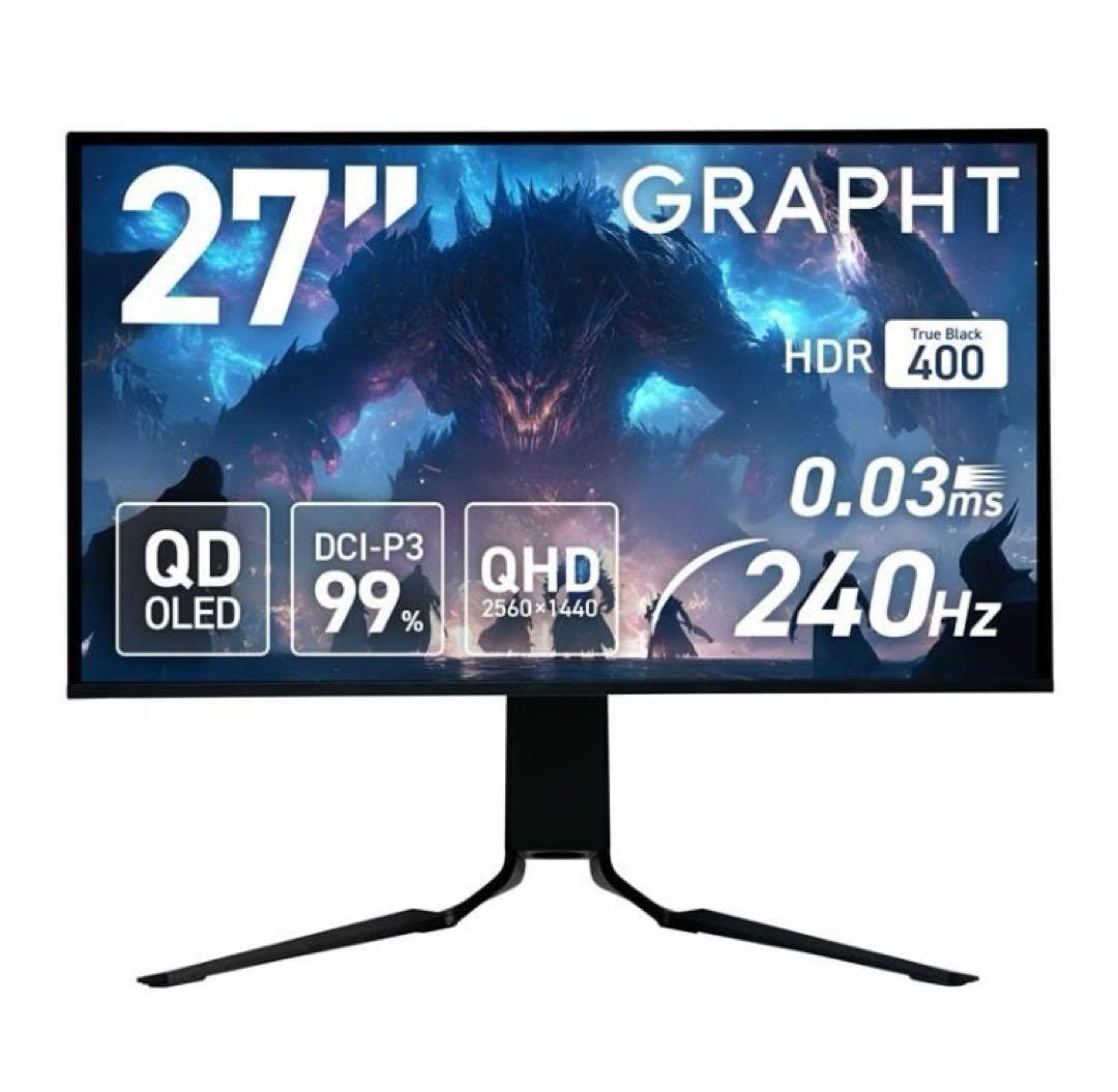 GRAPHT QD OLED ゲーミングモニター　GR2724OEL-BK 新品
