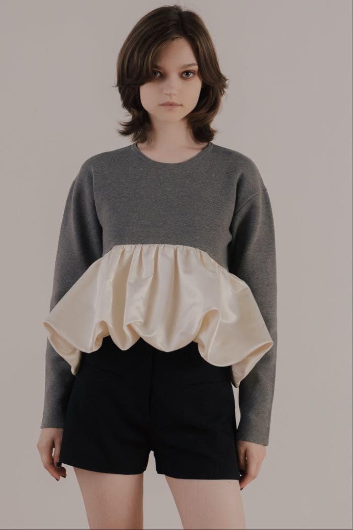 最安値✨️THETOÉ Aachen BalloonPeplum Sサイズ　グレー