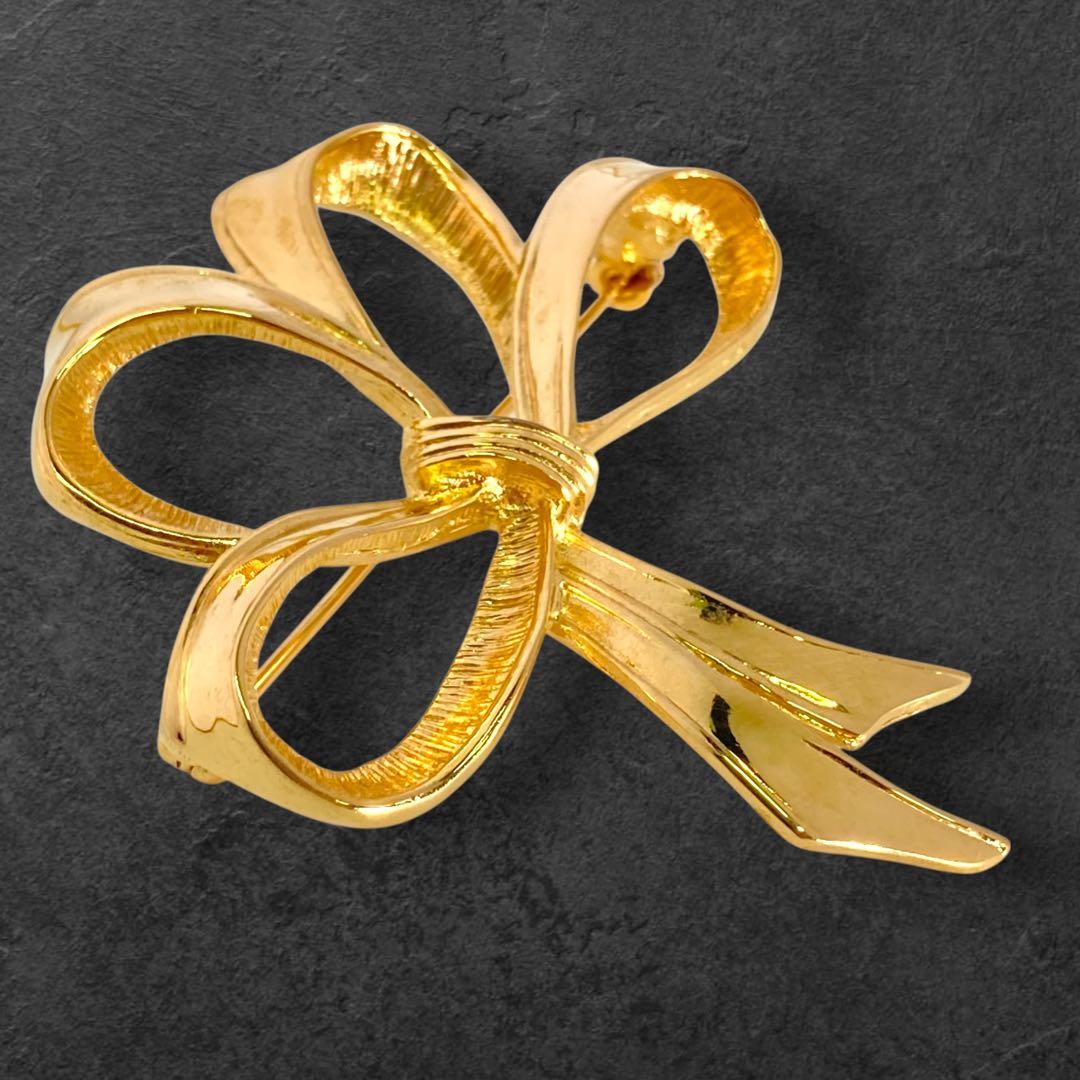 GIVENCHY ジバンシィ リボン ブローチ ゴールド 1-20