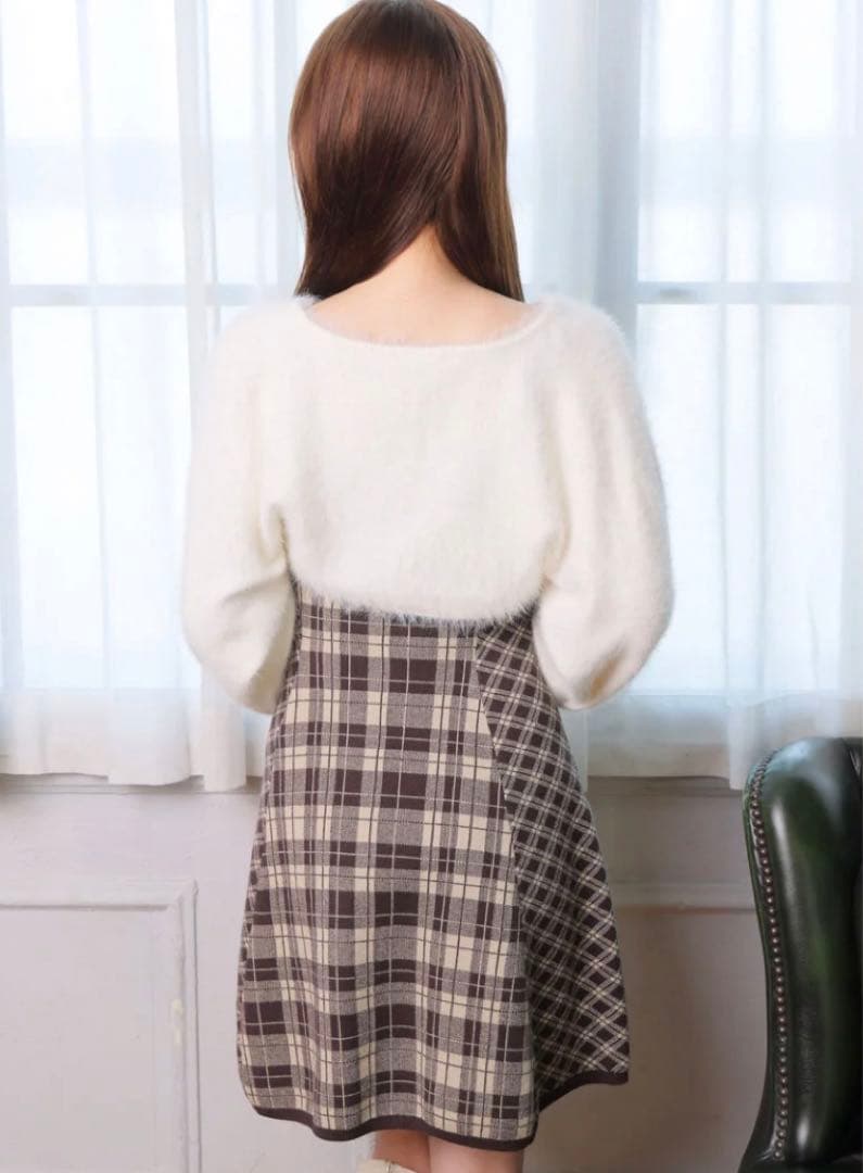 LIP SERVICE【形が選べる】フェザーチェックアンサンブルワンピース