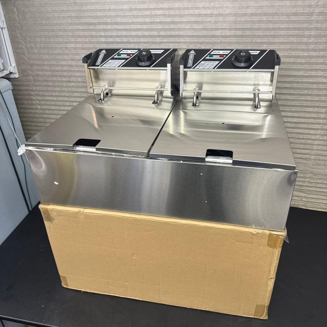 ☆未使用　業務用電気フライヤー　SA020Q　二槽式 12L 大容量　温度調整付