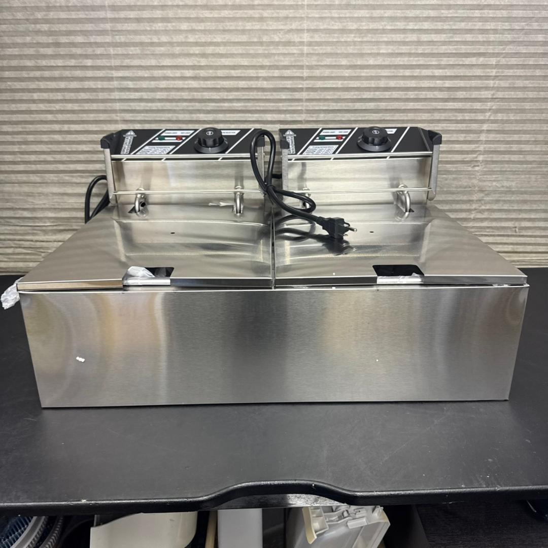 ☆未使用　業務用電気フライヤー　SA020Q　二槽式 12L 大容量　温度調整付