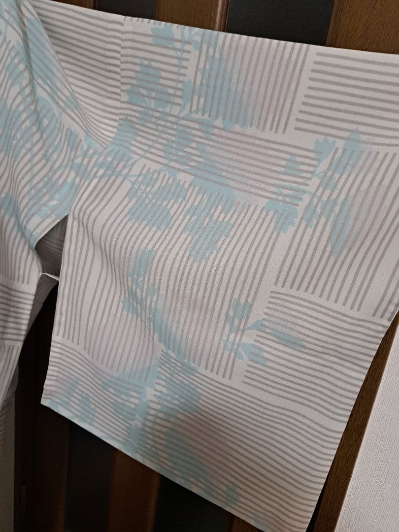 浴衣セット セオα 変わり格子 花柄 アザミ?菊? 夏着物