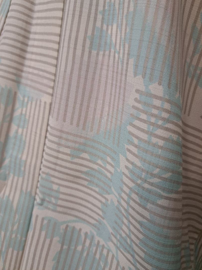 浴衣セット セオα 変わり格子 花柄 アザミ?菊? 夏着物