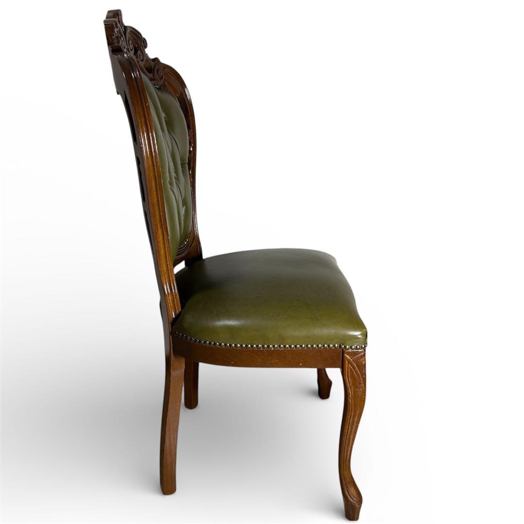 イタリアン ヴィンテージ調 ダイニングチェア レザー 猫脚 NO.2