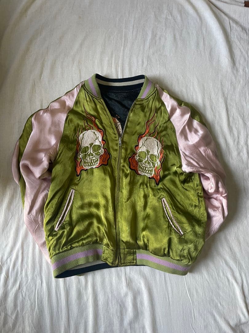 〈美品〉花旅楽団　スカジャン　vintage スカル