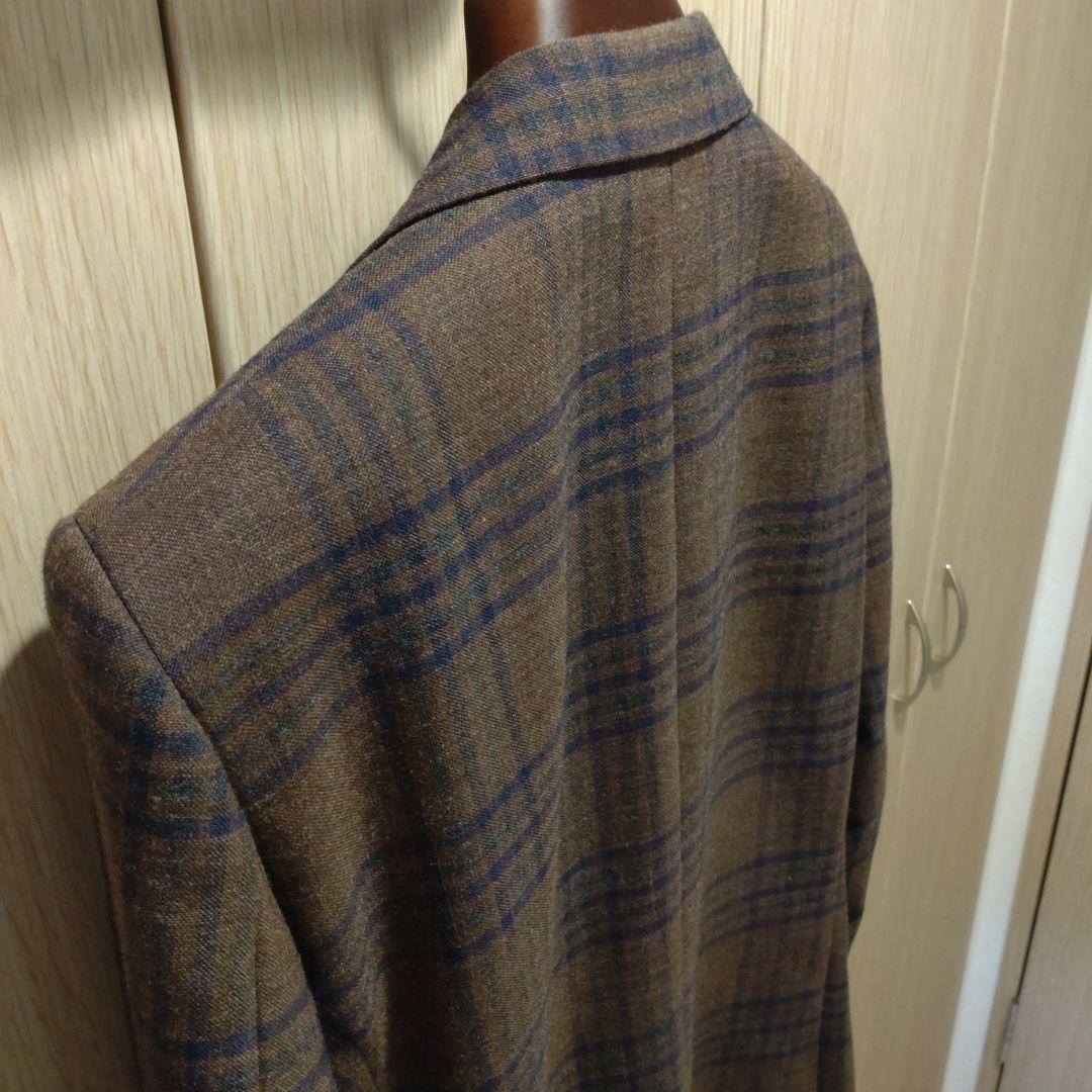 麻布テーラー　ブラウン チェック柄 ビジネスジャケット