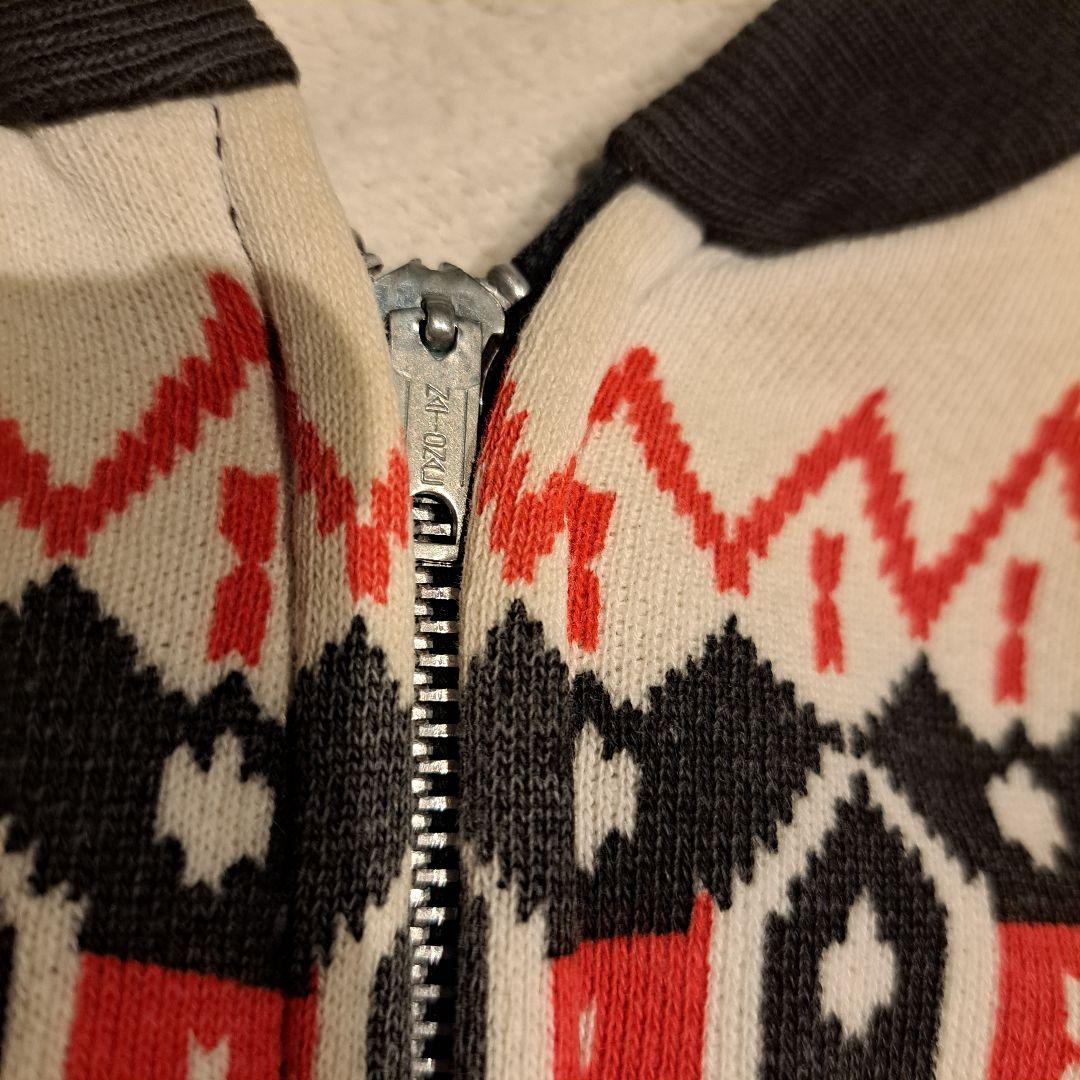 50s 60s 大きめサイズ　フルジップ　雪柄　ヴィンテージスウェット