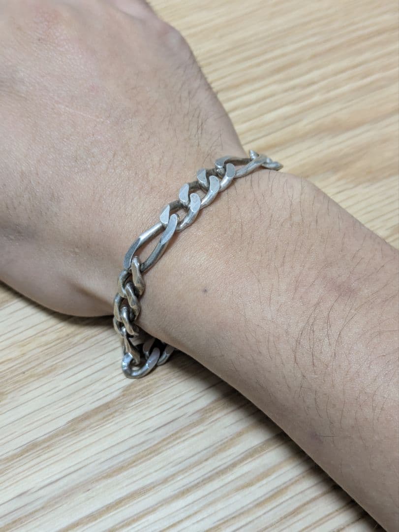 ヴィンテージ ブレスレット フィガロチェーン シルバー925 イタリア