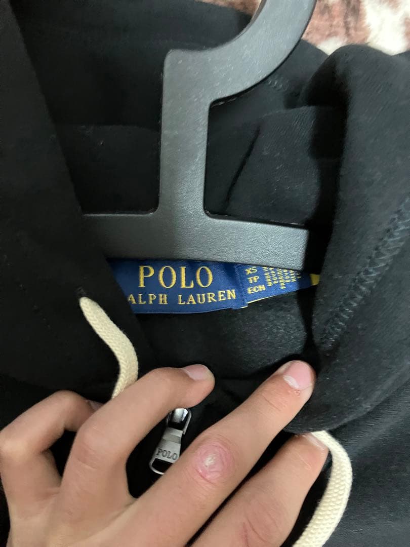 ralph Lauren 黒 ジップアップパーカー　短丈　drip