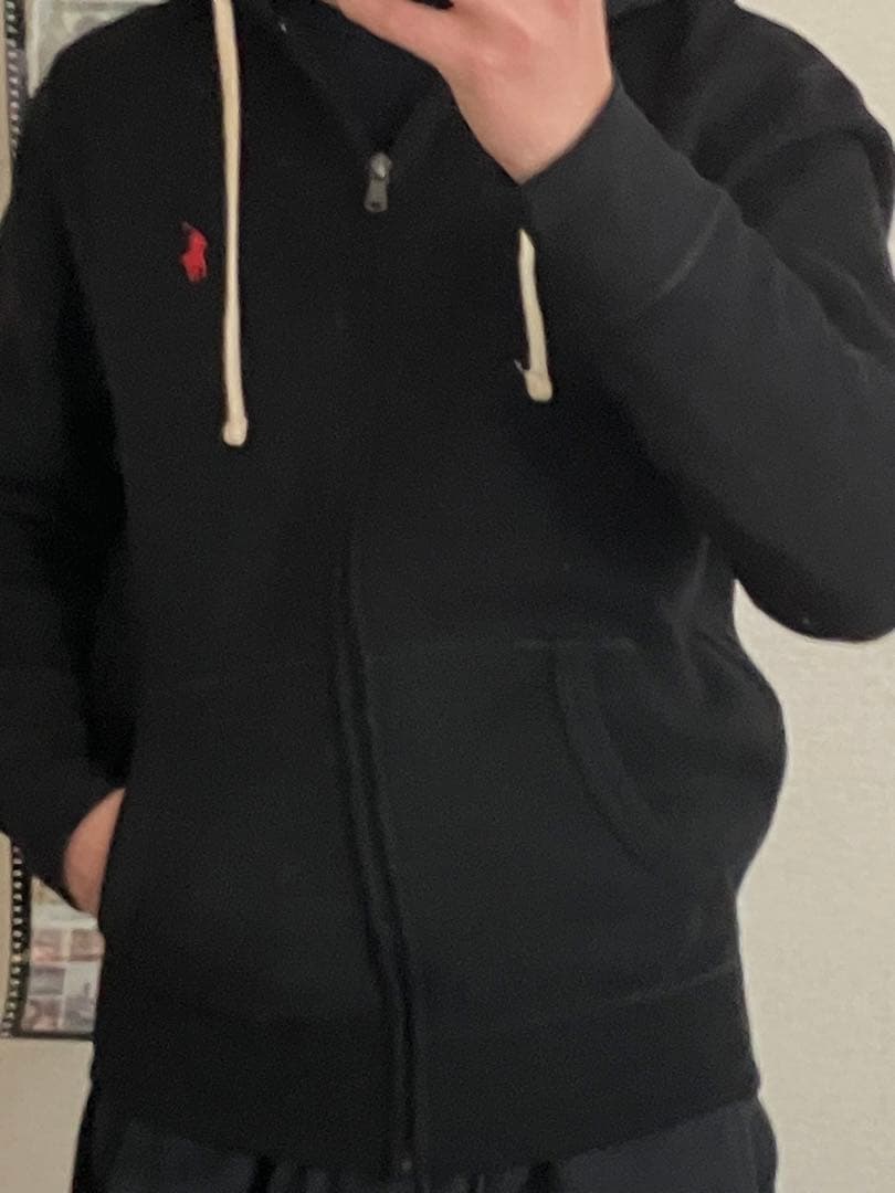 ralph Lauren 黒 ジップアップパーカー　短丈　drip