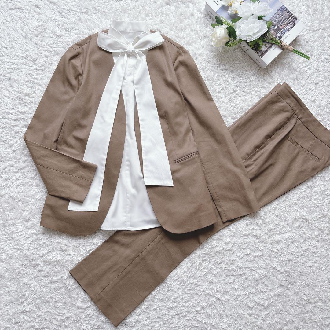 白いひつじ様　Theory パンツスーツ STRETCH CANVAS ノーカラ