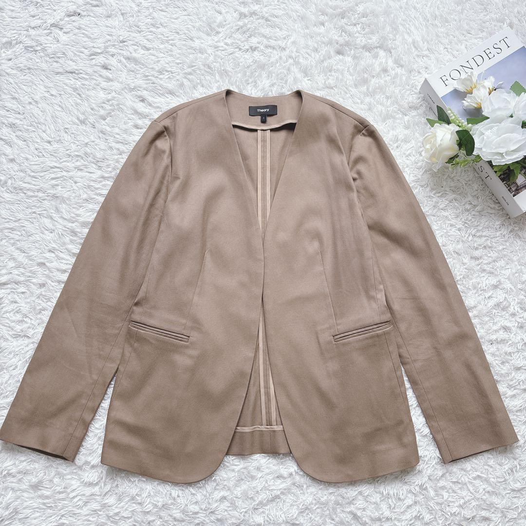 白いひつじ様　Theory パンツスーツ STRETCH CANVAS ノーカラ