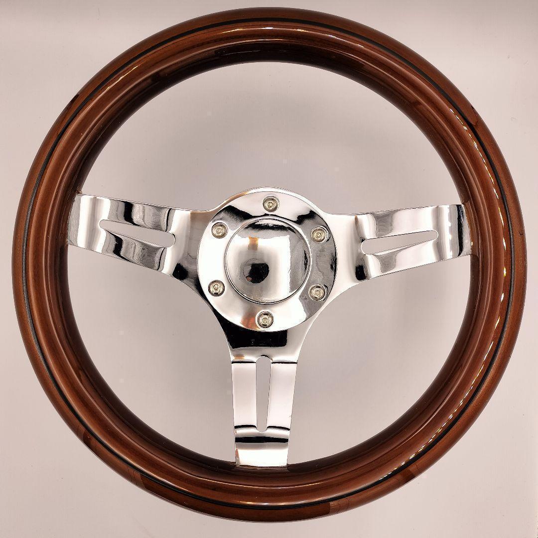 小径ステアリング 290mm ストライプ ウッド ハンドル 旧車 カスタムカー