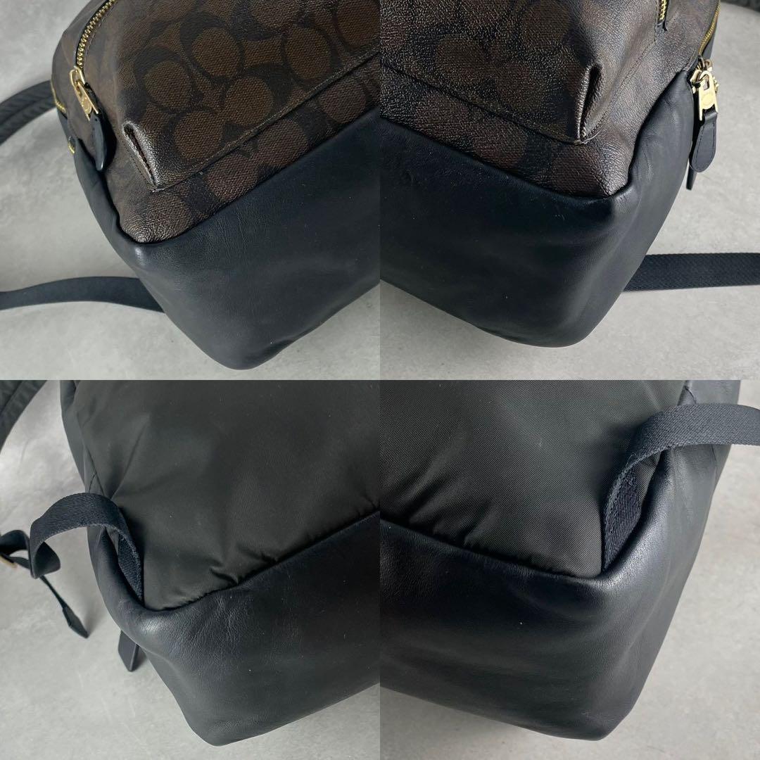 美品✨コーチ　ミディアム　チャーリー　バックパック　シグネチャー　PVC×レザー