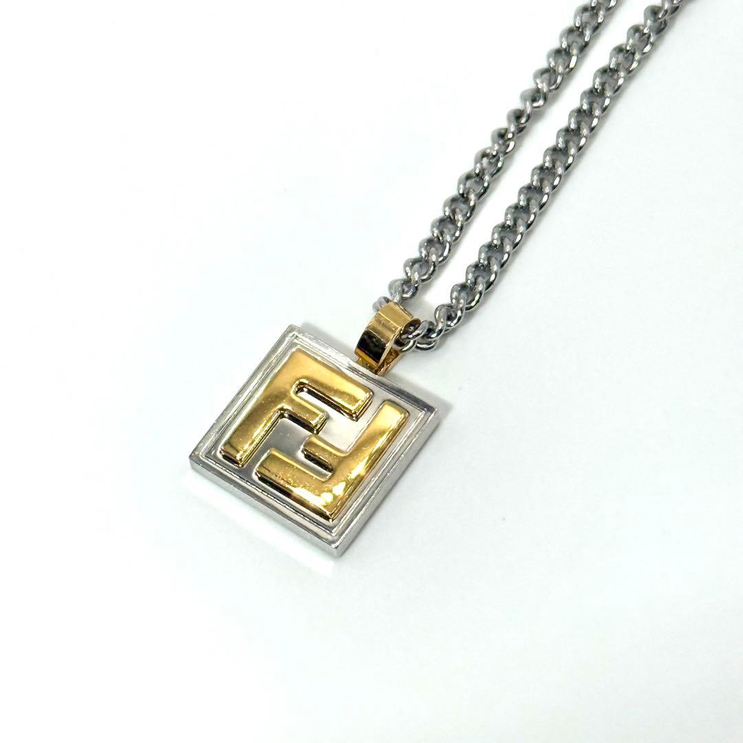 美品 FENDI 目黒蓮 着用 ネックレス FFロゴ シルバー ゴールド 現行