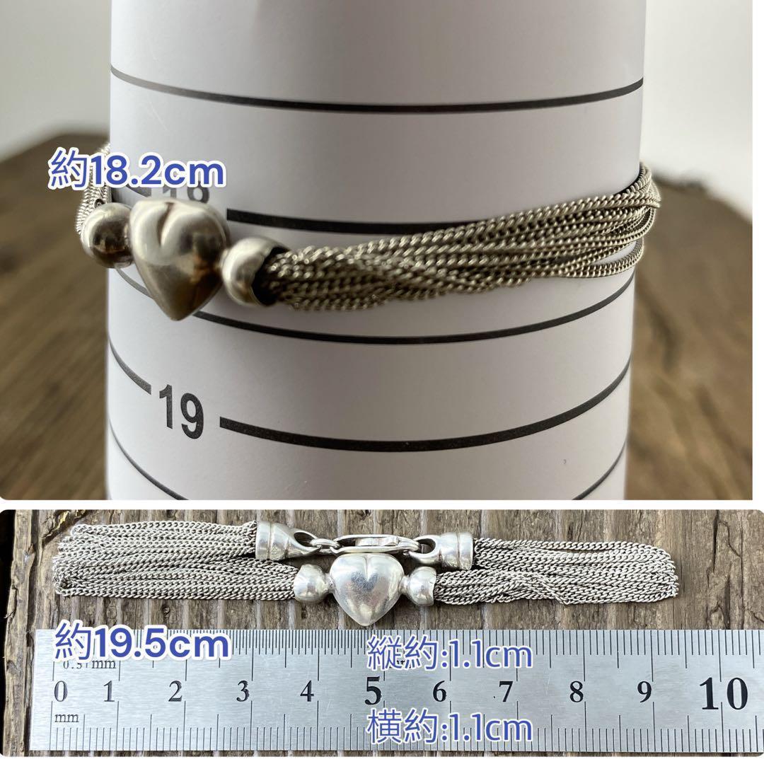 ヴィンテージ ハートチェーンブレスレット 925 シルバー アンティーク 1