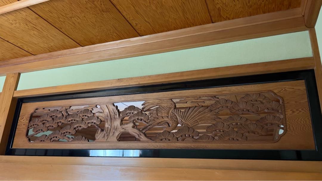 欄間2枚セット 木彫 彫刻 和室 床の間 らんま 昭和 リフォーム