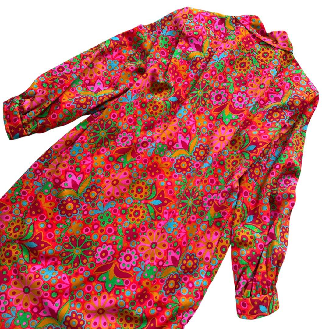 1990AW イヴサンローラン フローラル 長袖 ドレスワンピース フランス製