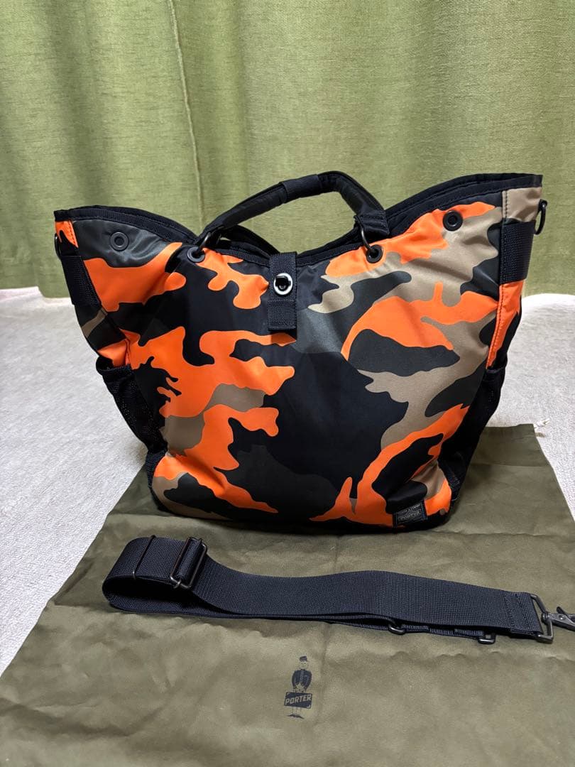 PORTER オレンジ カモフラ トートバッグ