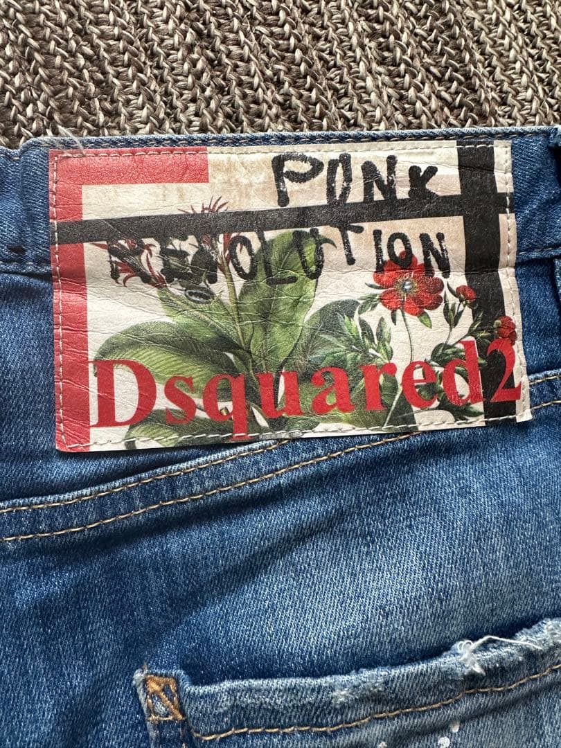 DSQUARED2 ダメージ加工 ブルーデニム スリムフィット　48