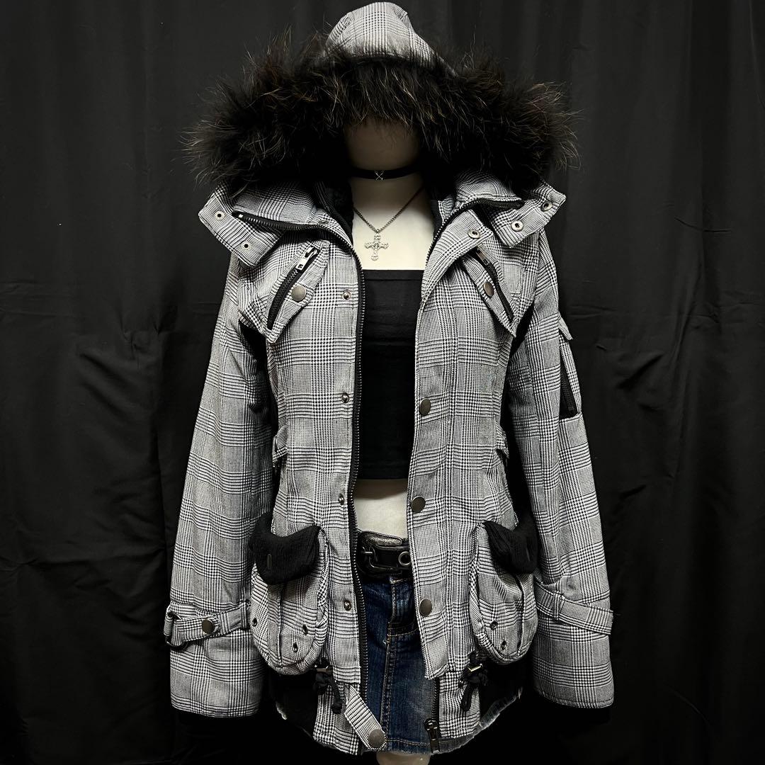 ダークコア　平成ギャル y2k グランジ　ファー　フード　ジャケット　ギミック
